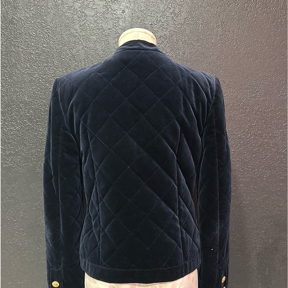 JH COLLECTIBLES Navy Blue/Gold Quilted Velvet Jacket Size 4 - Picture 4 of 7
